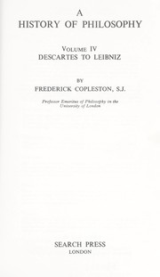 Front cover of A history of philosophy by Frederick Charles Copleston