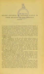 Front cover of Recent advances in natural science in their relation to the Christian faith by William Henry Flower