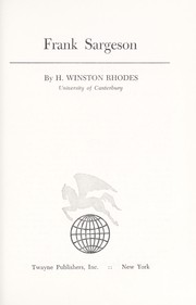 Front cover of Frank Sargeson by H. Winston Rhodes