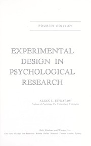 Front cover of Experimental design in psychological research by Allen Louis Edwards