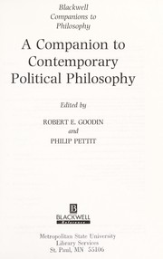 Front cover of A Companion to contemporary political philosophy by Robert E. Goodin