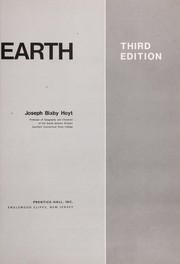 Front cover of Man and the earth by Joseph Bixby Hoyt