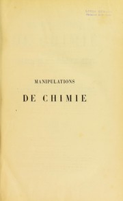 Front cover of Manipulations de chimie by ©mile Jungfleisch