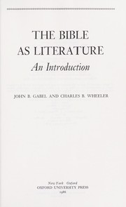 Front cover of The Bible as literature by John B. Gabel