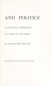 Front cover of Tudor drama and politics by David M. Bevington
