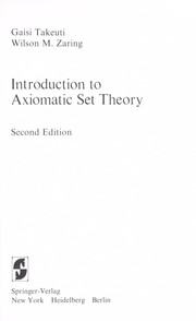 Front cover of Introduction to axiomatic set theory by Gaisi Takeuti