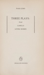 Cover of Three plays by Pam Gems