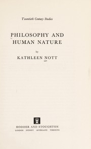 Front cover of Philosophy and human nature by Kathleen Nott