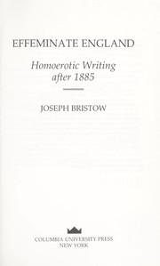 Cover of Effeminate England by Joseph Bristow