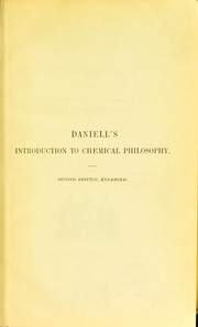 Front cover of An introduction to the study of chemical philosophy by J. Frederic Daniell