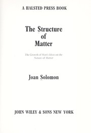 Front cover of The structure of matter by Joan Solomon