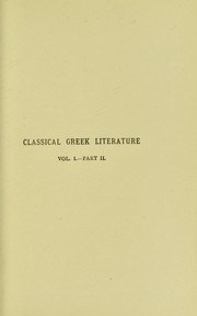 Cover of A history of classical Greek literature by Mahaffy, John Pentland Sir