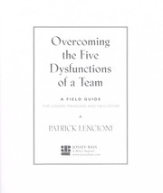 Cover of Overcoming the five dysfunctions of a team by Patrick Lencioni