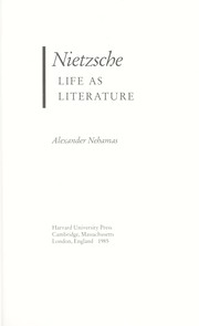 Front cover of Nietzsche, life as literature by Alexander Nehamas