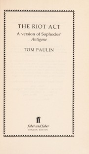 Cover of The riot act by Tom Paulin