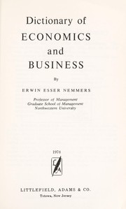 Front cover of Dictionary of economics and business by Erwin Esser Nemmers