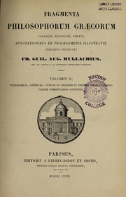 Front cover of Fragmenta philosophorum graecorum by F. W. A. Mullach