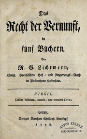 Front cover of Das Recht der Vernunft by Magnus Gottfried Lichtwer