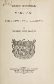 Cover of Maryland by William Hand Browne