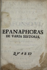 Front cover of Epanáforas de vária história portuguesa by Francisco Manuel de Melo