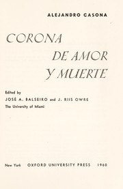 Cover of Corona de amor y muerte by Alejandro Casona