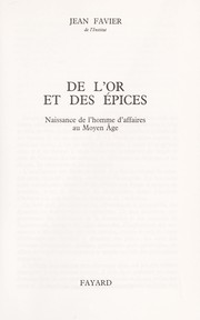 Front cover of De l'or et des épices by Jean Favier