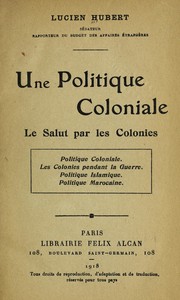 Front cover of Une politique coloniale by Lucien Hubert