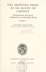 Front cover of The printing press as an agent of change by Elizabeth L. Eisenstein
