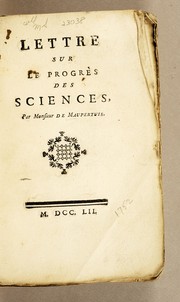 Cover of Lettre sur le progrès des sciences by Pierre-Louis Moreau de Maupertuis
