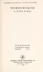 Cover of Wordsworth by Peter Burra