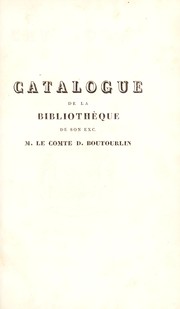Front cover of Catalogue de la biblioth©·que de Son Exc. M. Le Comte D. Boutourlin by D. Buturlin