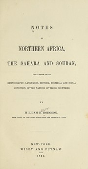 Front cover of Notes on Northern Africa, the Sahara and Soudan by William Brown Hodgson