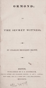 Front cover of Ormond by Charles Brockden Brown