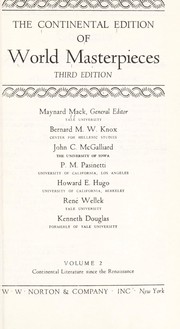 Front cover of The continental edition of World masterpieces by Maynard Mack