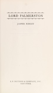 Front cover of Lord Palmerston by Jasper Godwin Ridley