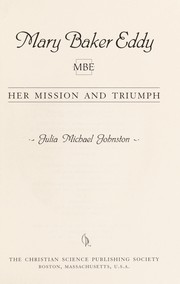 Cover of Mary Baker Eddy by Julia Michael Johnston