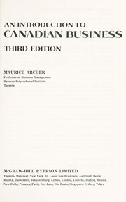 Cover of An introduction to Canadian business by Maurice Archer