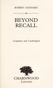 Cover of Beyond Recall by Robert Goddard