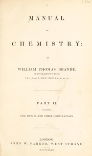 Front cover of A manual of chemistry by William Thomas Brande