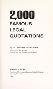 Front cover of 2,000 famous legal quotations by M. Frances McNamara