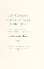 Front cover of Conversations of Lord Byron by Blessington, Marguerite Countess of