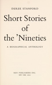 Front cover of Short stories of the 'nineties by Derek Stanford