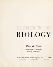 Front cover of Elements of biology by Paul B. Weisz