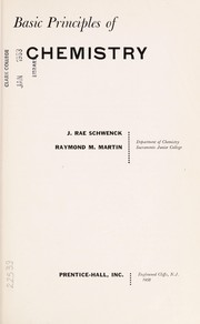 Front cover of Basic principles of chemistry by Julius Rae Schwenck