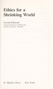 Cover of Ethics for a shrinking world by G. Elfstrom