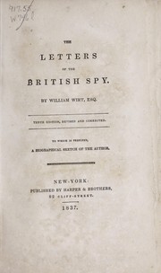 Front cover of The letters of the British spy by William Wirt
