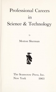 Front cover of Professional careers in science & technology by Morton Sherman