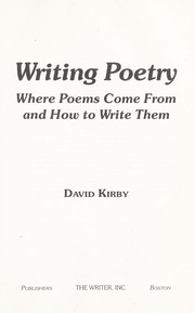 Front cover of Writing poetry by David K. Kirby