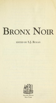 Cover of Bronx noir by S. J. Rozan