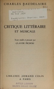 Front cover of Critique littéraire et musicale by Charles Baudelaire